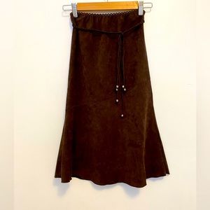 Girls Faux Suede Aline Skirt with Braided Belt